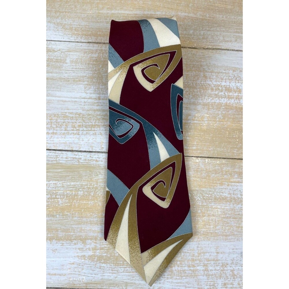 Vintage Retro Men's Necktie All Silk Tie Abstract Pattern 58" x 4" Tino Castelli